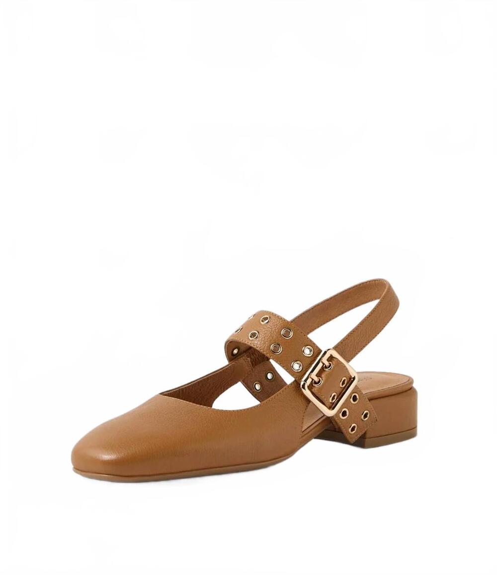 NEW DJANGO & JULIETTE women's vavka slingback heel in dark tan leather